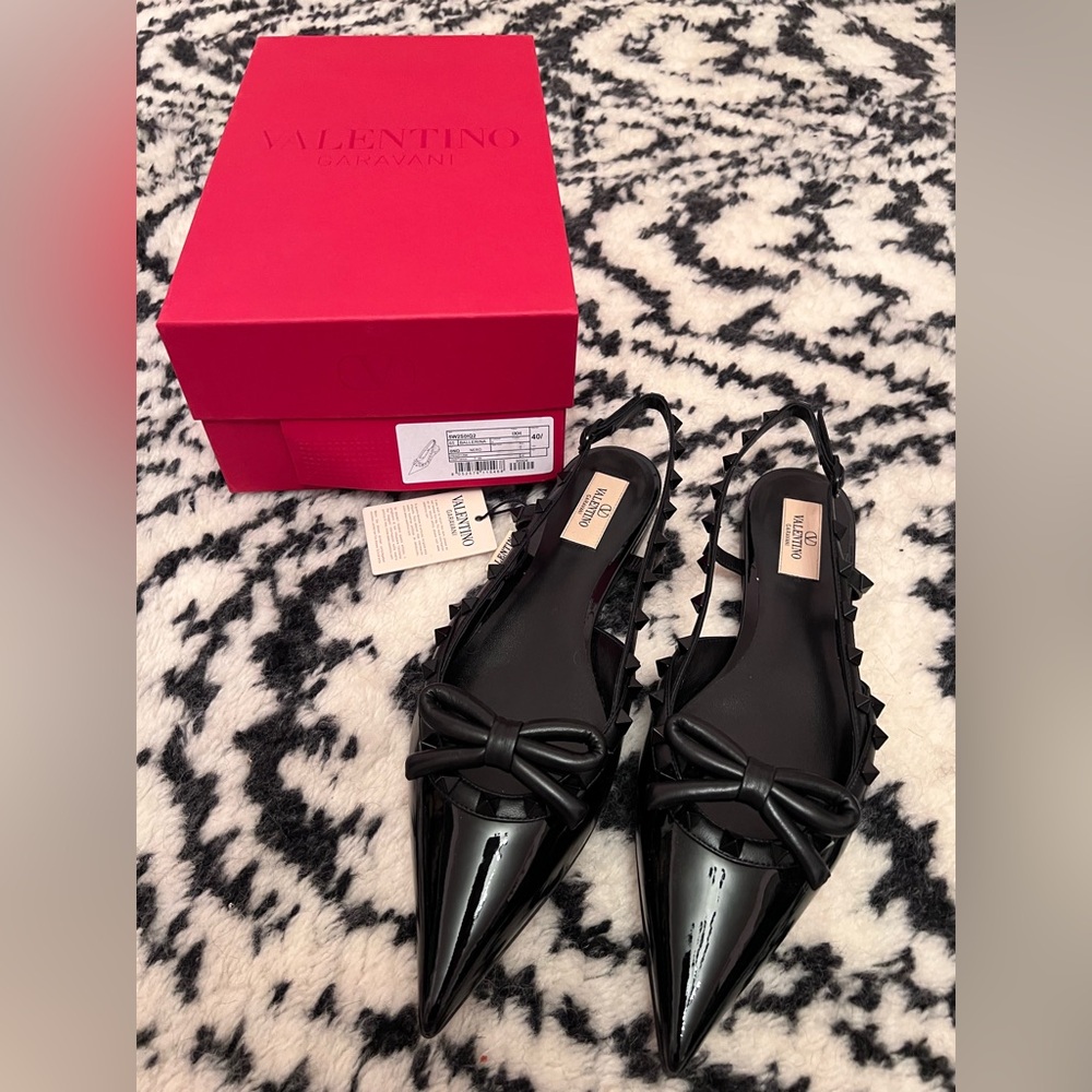 Valentino Rockstud Bow Slingback Ballerinas size 40